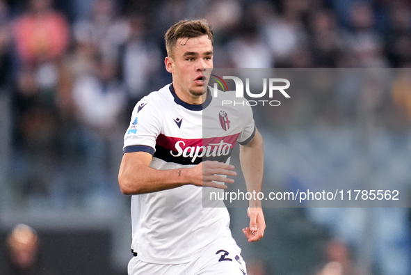 Thijs Dallinga of Bologna FC during the Serie A Enilive match between AS Roma and Bologna FC at Stadio Olimpico on November 10, 2024 in Rome...