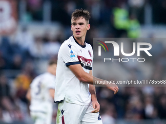 Thijs Dallinga of Bologna FC looks on during the Serie A Enilive match between AS Roma and Bologna FC at Stadio Olimpico on November 10, 202...