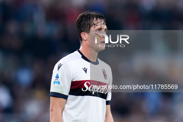 Giovanni Fabbian of Bologna FC looks on during the Serie A Enilive match between AS Roma and Bologna FC at Stadio Olimpico on November 10, 2...