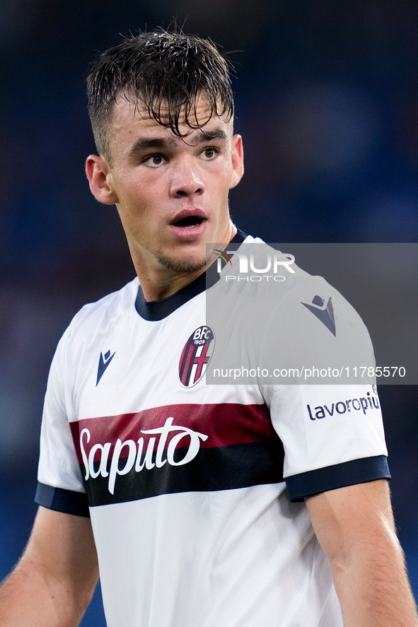 Thijs Dallinga of Bologna FC looks on during the Serie A Enilive match between AS Roma and Bologna FC at Stadio Olimpico on November 10, 202...