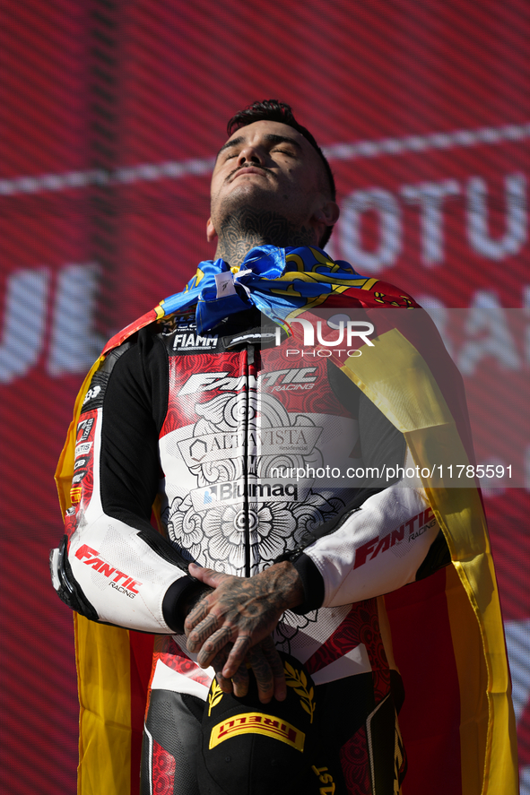 Aron Canet (44) Spain and Fantic Racing Kalex during the race of the Motul Solidarity Grand Prix of Barcelona at Circuit de Barcelona-Catalu...