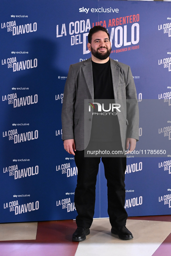 Domenico De Feudis attends the photocall for ''La Coda del Diavolo'' at Cinema Barberini in Rome, Italy, on November 11, 2024 