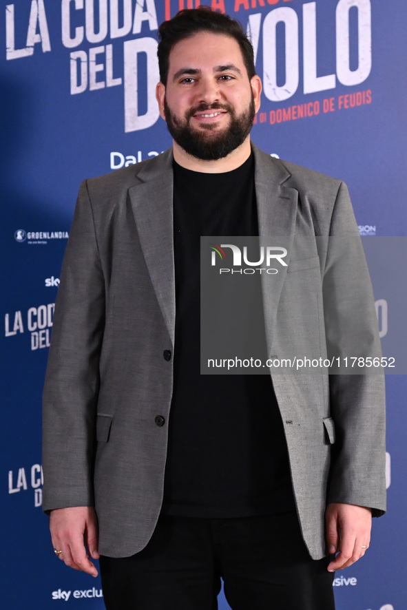 Domenico De Feudis attends the photocall for ''La Coda del Diavolo'' at Cinema Barberini in Rome, Italy, on November 11, 2024 