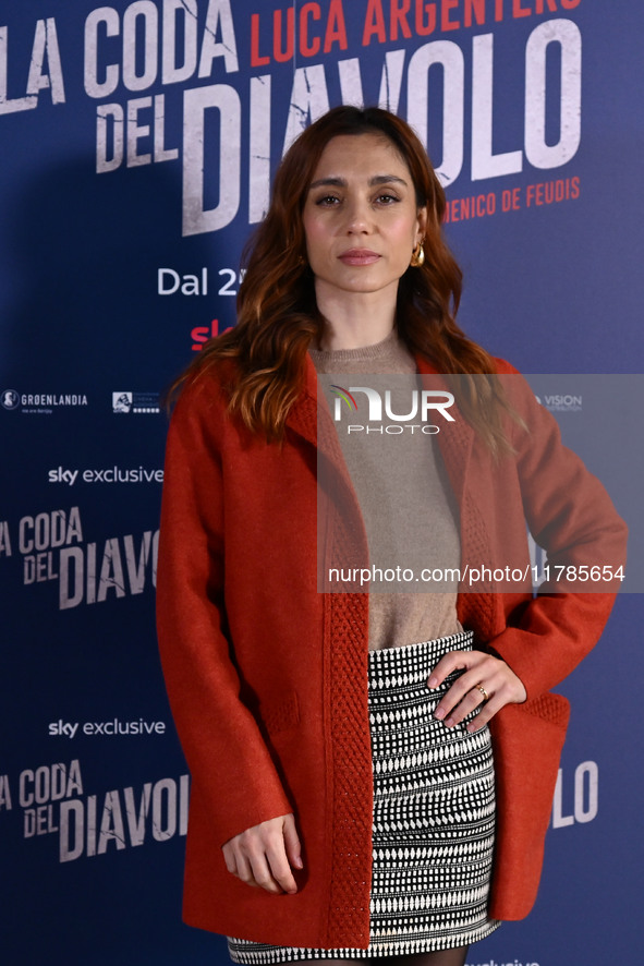 Cristiana dell'Anna attends the photocall for ''La Coda del Diavolo'' at Cinema Barberini in Rome, Italy, on November 11, 2024 