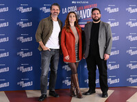 Luca Argentero, Cristiana dell'Anna, and Domenico De Feudis attend the photocall for ''La Coda del Diavolo'' at Cinema Barberini in Rome, It...