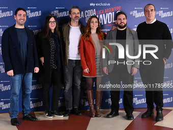 Luca Argentero, Cristiana dell'Anna, Domenico De Feudis, and the cast attend the photocall for ''La Coda del Diavolo'' at Cinema Barberini i...