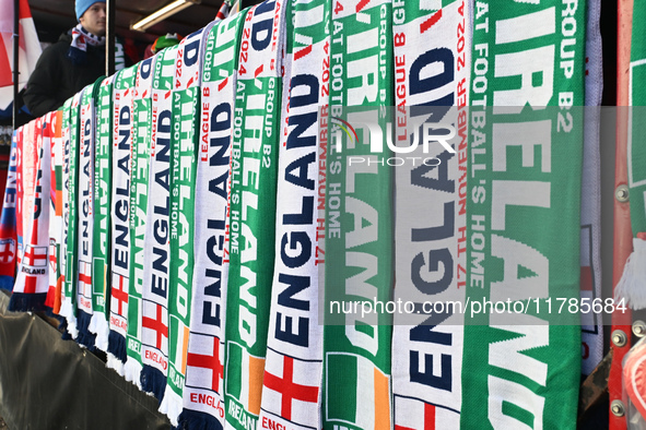 Close-up of scarves during the UEFA Nations League 2024/5, League B, Group B2 match between England and the Republic of Ireland at Wembley S...