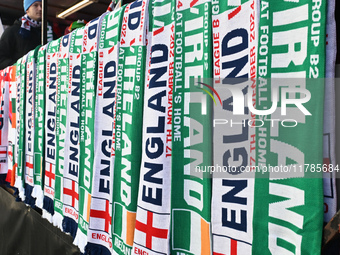 Close-up of scarves during the UEFA Nations League 2024/5, League B, Group B2 match between England and the Republic of Ireland at Wembley S...