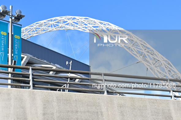 A partial view of the Wembley arch appears before the UEFA Nations League 2024/5, League B, Group B2 match between England and the Republic...