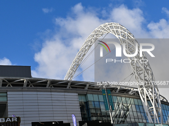 A partial view of the Wembley arch appears before the UEFA Nations League 2024/5, League B, Group B2 match between England and the Republic...