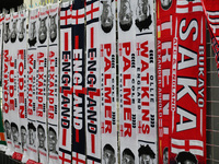 Close-up of scarves on sale before the UEFA Nations League 2024/5, League B, Group B2 match between England and the Republic of Ireland at W...