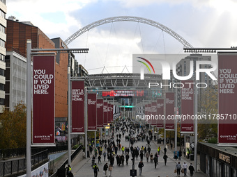 View of Wembley Way and Wembley Stadium prior to the UEFA Nations League 2024/5, League B, Group B2 match between England and the Republic o...