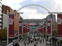 View of Wembley Way and Wembley Stadium prior to the UEFA Nations League 2024/5, League B, Group B2 match between England and the Republic o...