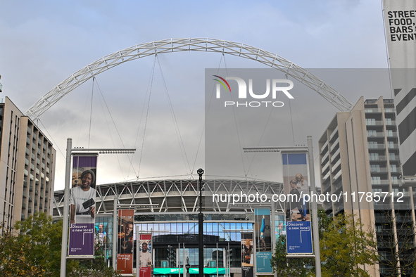 A general view of Wembley Stadium in London, England, on November 17, 2024, prior to the UEFA Nations League 2024/5, League B, Group B2 matc...