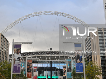 A general view of Wembley Stadium in London, England, on November 17, 2024, prior to the UEFA Nations League 2024/5, League B, Group B2 matc...