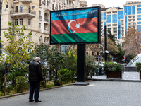 A street banner which says 'Karabakh is Azerbaijan' is seen in the centre of Baku, Azerbaijan on November 17, 2024. (