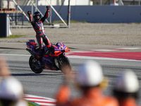 Jorge Martin (89) of Spain and Prima Pramac Racing Ducati celebrates the victory as World Champions of MotoGP after the race of the Motul So...