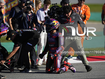 Jorge Martin (89) of Spain and Prima Pramac Racing Ducati celebrates the victory as World Champions of MotoGP after the race of the Motul So...