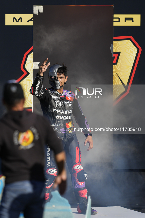 Jorge Martin (89) of Spain and Prima Pramac Racing Ducati celebrates the victory as World Champions of MotoGP after the race of the Motul So...