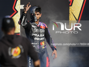 Jorge Martin (89) of Spain and Prima Pramac Racing Ducati celebrates the victory as World Champions of MotoGP after the race of the Motul So...