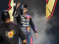 Jorge Martin (89) of Spain and Prima Pramac Racing Ducati celebrates the victory as World Champions of MotoGP after the race of the Motul So...