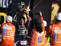 Jorge Martin (89) of Spain and Prima Pramac Racing Ducati celebrates the victory as World Champions of MotoGP after the race of the Motul So...