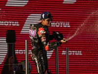 Jorge Martin (89) of Spain and Prima Pramac Racing Ducati celebrates the victory as World Champions of MotoGP after the race of the Motul So...