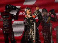 Jorge Martin (89) of Spain and Prima Pramac Racing Ducati celebrates the victory as World Champions of MotoGP after the race of the Motul So...