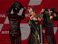 Jorge Martin (89) of Spain and Prima Pramac Racing Ducati celebrates the victory as World Champions of MotoGP after the race of the Motul So...