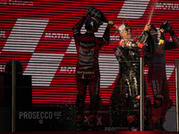 Jorge Martin (89) of Spain and Prima Pramac Racing Ducati celebrates the victory as World Champions of MotoGP after the race of the Motul So...