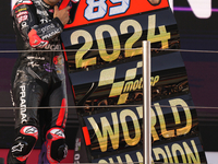 Jorge Martin (89) of Spain and Prima Pramac Racing Ducati celebrates the victory as World Champions of MotoGP after the race of the Motul So...