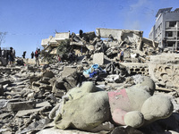 A view of damaged buildings in the Al Hadath neighborhood after an Israeli airstrike in the Dahieh region of Beirut, Lebanon, on November 17...