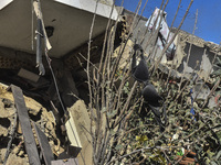 A view of damaged buildings in the Al Hadath neighborhood after an Israeli airstrike in the Dahieh region of Beirut, Lebanon, on November 17...