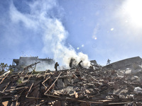 A view of damaged buildings in the Al Hadath neighborhood after an Israeli airstrike in the Dahieh region of Beirut, Lebanon, on November 17...