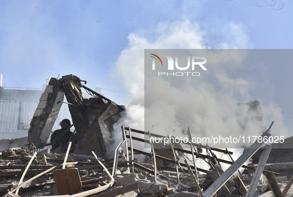 A view of damaged buildings in the Al Hadath neighborhood after an Israeli airstrike in the Dahieh region of Beirut, Lebanon, on November 17...