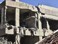 A view of damaged buildings in the Al Hadath neighborhood after an Israeli airstrike in the Dahieh region of Beirut, Lebanon, on November 17...