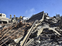 A view of damaged buildings in the Al Hadath neighborhood after an Israeli airstrike in the Dahieh region of Beirut, Lebanon, on November 17...