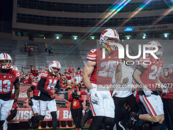 The Wisconsin Badgers play against the Oregon Ducks at Camp Randall Stadium in Madison, Wisconsin, on November 16, 2024. (