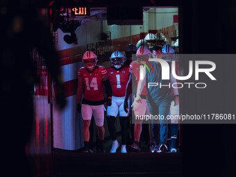 Wisconsin Badgers Head Coach Luke Fickell leads Wisconsin out of the tunnel at Camp Randall Stadium as they take on the Oregon Ducks in Madi...