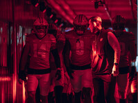 Wisconsin Badgers Head Coach Luke Fickell leads Wisconsin out of the tunnel at Camp Randall Stadium as they take on the Oregon Ducks in Madi...