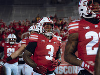 Wisconsin Badgers running back Tawee Walker #3 runs out of the tunnel at Camp Randall Stadium against the Oregon Ducks in Madison, Wisconsin...