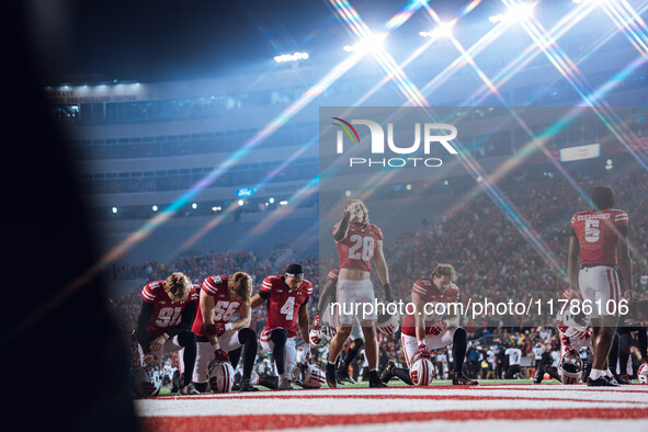 The Wisconsin Badgers play against the Oregon Ducks at Camp Randall Stadium in Madison, Wisconsin, on November 16, 2024. 