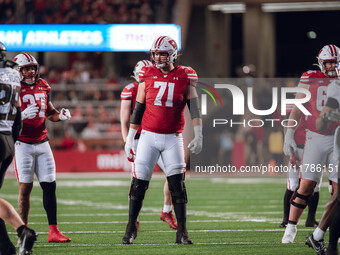 The Wisconsin Badgers play against the Oregon Ducks at Camp Randall Stadium in Madison, Wisconsin, on November 16, 2024. (