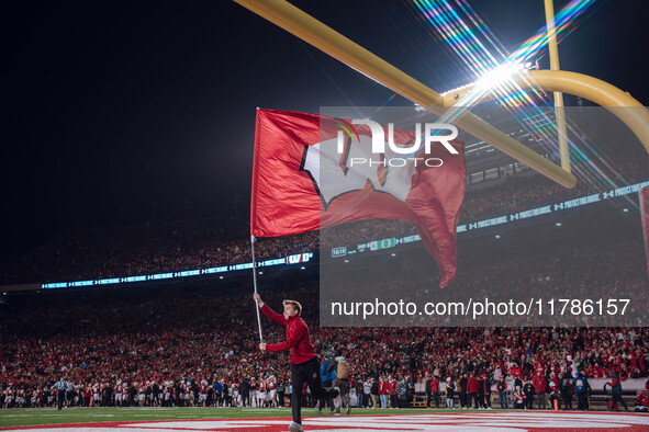 The Wisconsin Badgers play against the Oregon Ducks at Camp Randall Stadium in Madison, Wisconsin, on November 16, 2024. 