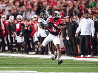 Wisconsin Badgers wide receiver Vinny Anthony II #8 catches a long pass against the Oregon Ducks at Camp Randall Stadium in Madison, Wiscons...