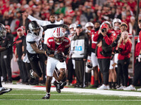 Wisconsin Badgers wide receiver Vinny Anthony II #8 catches a long pass against the Oregon Ducks at Camp Randall Stadium in Madison, Wiscons...