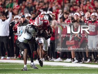 Wisconsin Badgers wide receiver Vinny Anthony II #8 catches a long pass against the Oregon Ducks at Camp Randall Stadium in Madison, Wiscons...