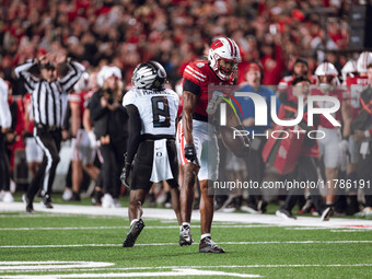 Wisconsin Badgers wide receiver Vinny Anthony II #8 catches a long pass against the Oregon Ducks at Camp Randall Stadium in Madison, Wiscons...