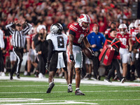 Wisconsin Badgers wide receiver Vinny Anthony II #8 catches a long pass against the Oregon Ducks at Camp Randall Stadium in Madison, Wiscons...