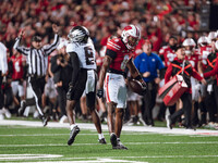 Wisconsin Badgers wide receiver Vinny Anthony II #8 catches a long pass against the Oregon Ducks at Camp Randall Stadium in Madison, Wiscons...